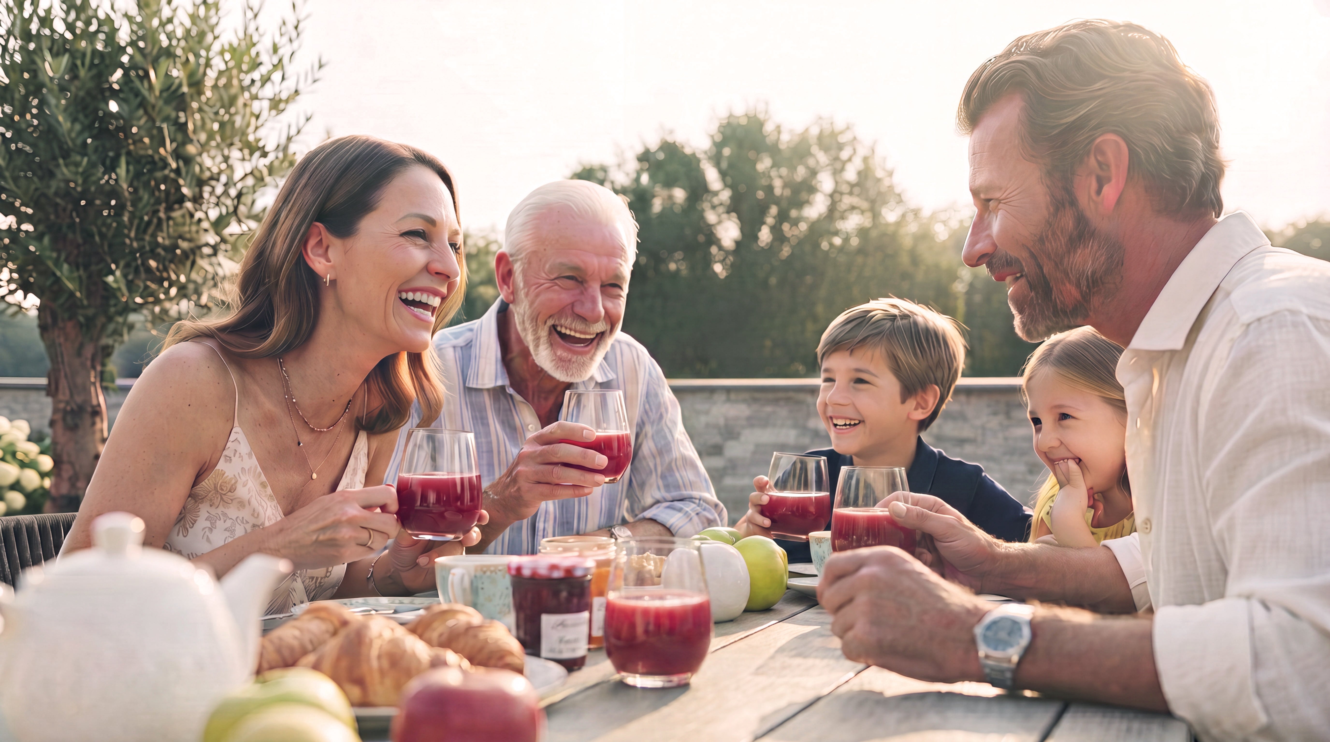Familie beim Frühstück